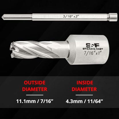 S&F STEAD & FAST Annular Cutter Set 4 Pcs, 7/16" x 1" DOC, Mag Drill Bits - style: 4P-7_16x1
