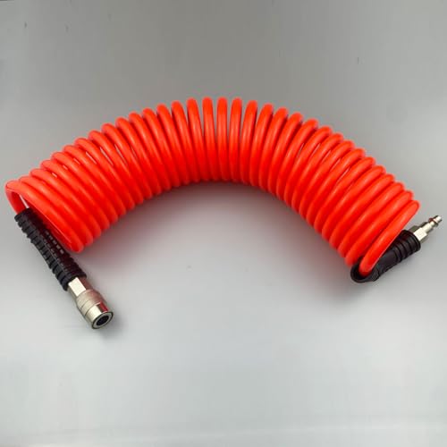 Darnassus PU Recoil Air Hose Compressor Tube with 1/4" Swivel Fittings - color: Red, size: 25 FT