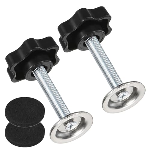 M METERXITY 2-Pack Star Handle Hand Screws, M8x40mm Carbon Steel Thread Star Clamping Knobs with Screws, Pressure Plate and Rubber Pad for Woodworking/Mechanical Equipment [Black] - size: M8 x 40mm
