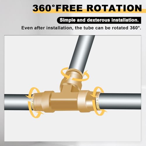 Siptenk 3/8" OD Tube Brass Push to Connect Fitting for Truck Trailer - color: 1 PC 3/8" OD Tee