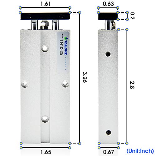 TAILONZ TN10-25 10mm x 25mm Double-Rod Cylinder - size: Bore:10mm Stroke:25MM