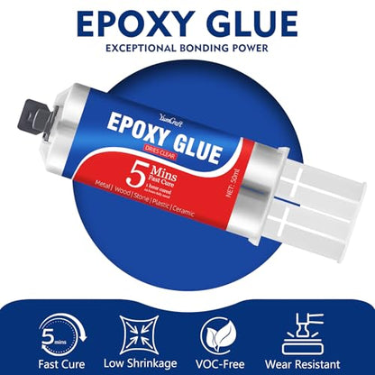 5 Minute Epoxy Glue 3.4oz Clear 2 Part Strong Fast Cure Adhesive Repair