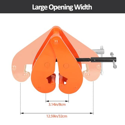 Nisorpa 11000lbs/5 Ton Heavy Duty Vertical Beam Clamp, 3.14-12.59 Inch Adjustable Opening Range, Working Load Capacity I Beam Lifting Clamp for Rigging Steel Beam Clamp Tool