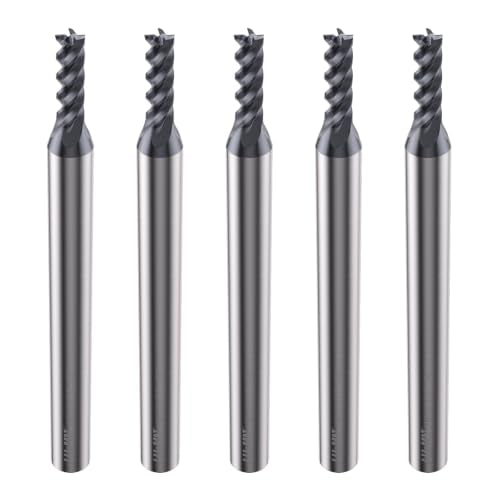 LU&MN Carbide Square End Mill, 4T, 5/64" Cut Dia, 1/8" Shank Dia, 5 PCS - size: 5/64 in