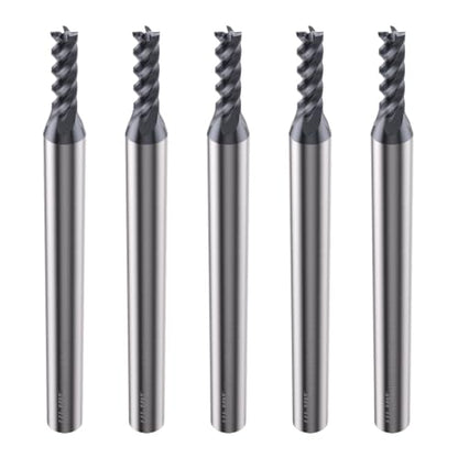 LU&MN Carbide Square End Mill, 4T, 5/64" Cut Dia, 1/8" Shank Dia, 5 PCS - size: 5/64 in