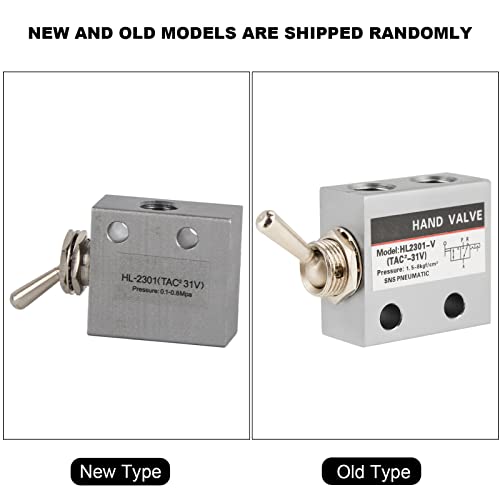 Pneumatic Toggle Valve, 3 Position 2 Port 1/8 Thread