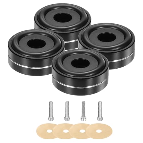 MECCANIXITY 4 Pcs Subwoofer Isolation Pad, 40x15mm Speaker Isolation Pad Feet Speaker Spikes Turntable Audio Studio Monitor Isolation Pad for Audio Equipment, M4 Screws Black