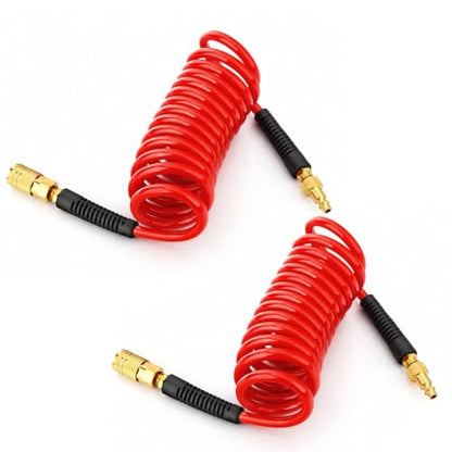 2PCS Polyurethane Recoil Air Hose, 1/4" ID by 10FT, Red - color: Red, size: 1/4" ID x 10FT