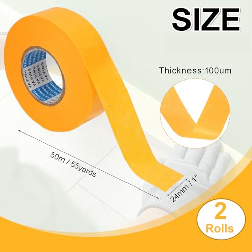 2roll Masking Tape (1"x55Yards Yellow) No Residue Universal Masking - color: Yellow, size: 1" x 55Yards