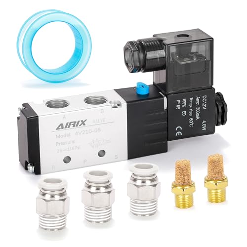 1/4" NPT Solenoid Valve 4V210-08, 5-Way 2-Pos, DC 12V, Junction Box - size: NPT1/4″, style: DC12/Junction on Box