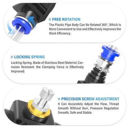 TAILONZ 4mm OD SCF-4 Air Flow Control Valve Push-to-Connect Fitting 5PCS - size: 4mm/Blue/5PCS