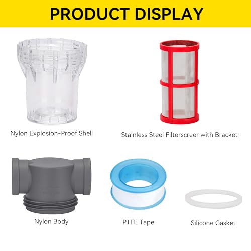 1'' Female NPT in-Line Strainer - Garden Hose Filter for High Pressure Washer, Sediment Filter with 200 Mesh Stainless Steel Screen (1'' 200 Mesh) - style: 1'' 200Mesh