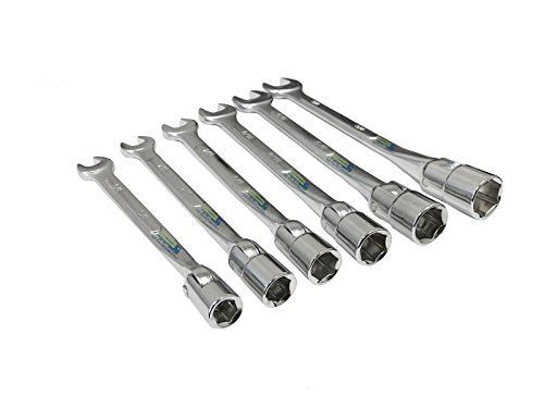 6 Piece Flexible Head Socket Wrench Set and Open End SAE