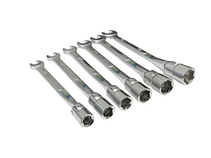6 Piece Flexible Head Socket Wrench Set and Open End SAE