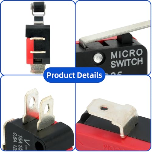 12 Pcs Micro Limit Switch with Hinge Roller Lever SPDT 1NO 1NC Microswitch V-156-1C25 - size: Hinge Roller Lever (V-156-1C25)