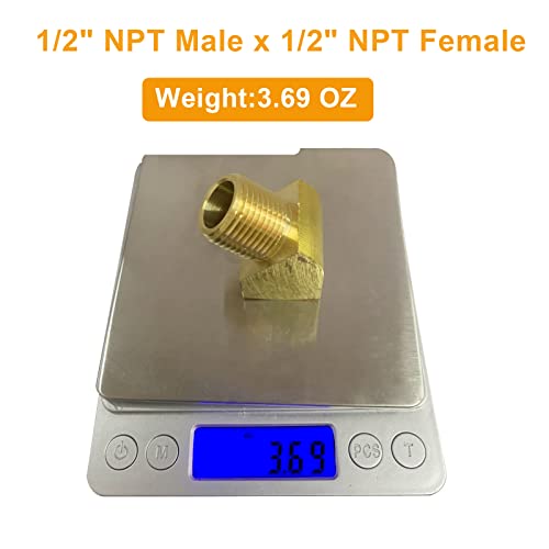45 Degree Street Elbow 1/2" NPT Male x 1/2" NPT Female Brass Pipe Fitting (Pack of 2) - size: 1/2" NPT Female x 1/2" NPT Male