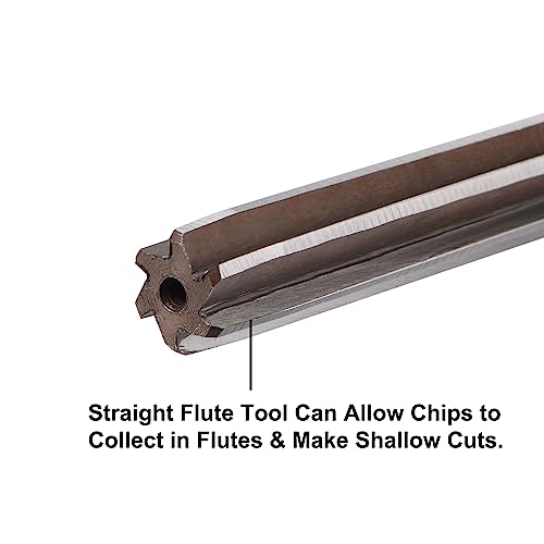 uxcell 5/8" Hand Reamer H8 Accuracy Alloy Tool Steel 6 Flutes Straight Shank Milling Cutter Tool - size: 5/8"