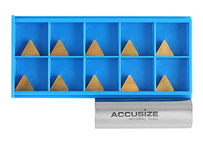 Accusize Industrial Tools Tpg222 Tin Coated Carbide Inserts, 10 Pcs/Box, 2127-1024x10 - size: TPG222