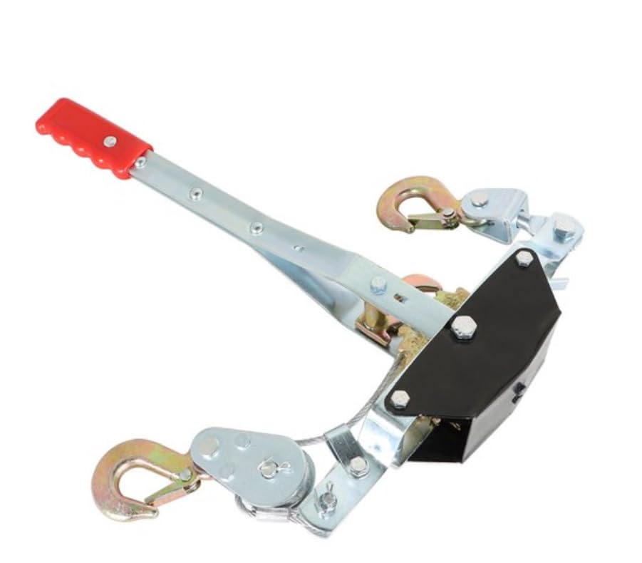 2 Ton Hand Winch Power Puller, 4000 LBS Come Along Cable Puller with Steel Cable & 2 Hooks, Heavy Duty Manual Winch for Towing