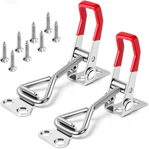 2 Pack Toggle Latch Clamp 4001 Adjustable 304 Stainless Steel Toggle Hasp Latches for Smoker Lid Jig Freezer Door Cooler Box Case Trunk Draw Chest, Quick Release 330Lbs Holding Capacity - size: 4001