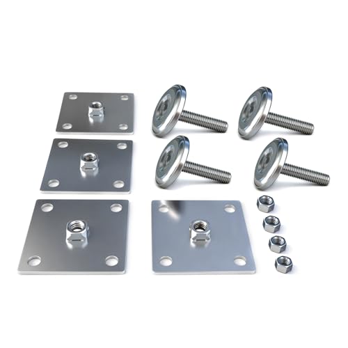 Game Cabinets Heavy Duty 2" Leg Levelers Square Metal Plate Set for Bally Williams Stern est Arcade and Pinball Machines Game Leg Leveler Rounded Swivel Floor Protectors