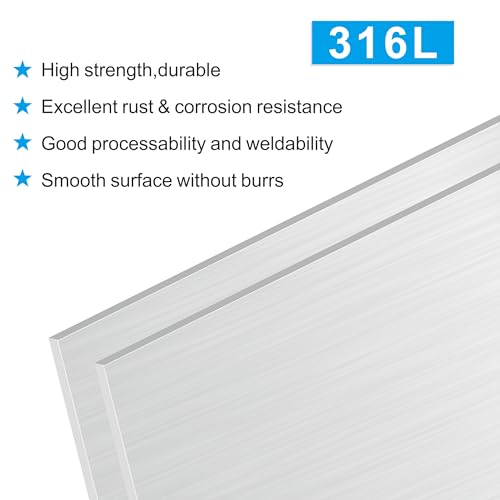 316L Stainless Steel Sheet 12x12x0.031 (23 Ga) 2 Pack, Brushed Metal Plates for Home DIY, Jewelry Making, Model Building - Rust Resistant, Cut-to-Size Ready - size: 12"x12"x1/32"(2Pack)