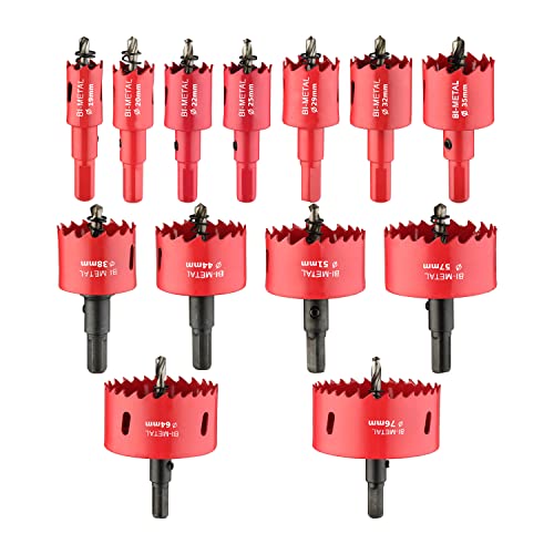 13PCS Bi-Metal Hole Saw Kit with Drill Bits, Carbide Hole Saw Set for Thin Metal and Wood, Cutting Diameter 3/4'' to 3'' - size: (3/4'' to 3'')-13PC