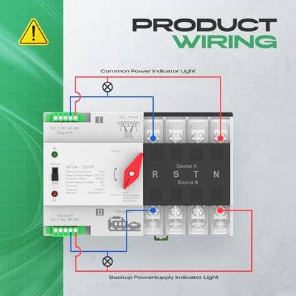 Automatic Transfer Switch 100A AC 220V, Dual Power ATS 4P Automatic/Manual Transfer Switch din Rail mounting for Home Generator, RV，Public/Backup Power Supply - size: Automatic Transfer Switch 4P 220V