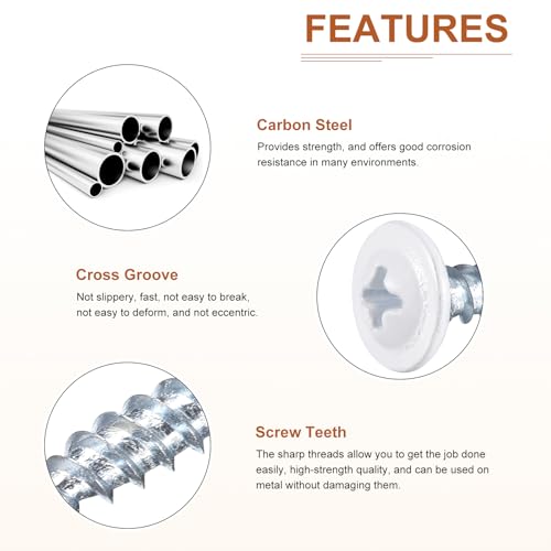 uxcell 50Pcs #8x1/2 Phillips Head Self Tapping Screws, Carbon Steel Flat Head High Strength Quick Tapping Screws Wood Screw for Wood, Metal, Plastic, White - size: #8×1/2, 13mm/0.51", 10.8 x 2.25mm / 0.43" x 0.09