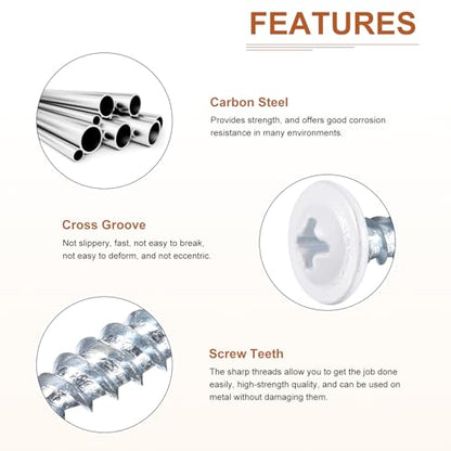 uxcell 50Pcs #8x1/2 Phillips Head Self Tapping Screws, Carbon Steel Flat Head High Strength Quick Tapping Screws Wood Screw for Wood, Metal, Plastic, White - size: #8×1/2, 13mm/0.51", 10.8 x 2.25mm / 0.43" x 0.09