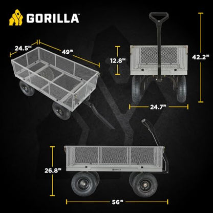 Gorilla Carts Steel Utility Garden Cart, 1000 lb. Capacity, Gray - color: Gray