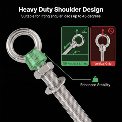 Heavy Duty 316 Stainless Steel Shoulder Eye Bolts 4 Pack, Marine Grade Threaded Eyebolts with Nuts and Washers for Lifting and Hanging (5/16“ x 3-1/8" (M8X80mm)) - size: 5/16“ x 3-1/8" (M8X80mm)