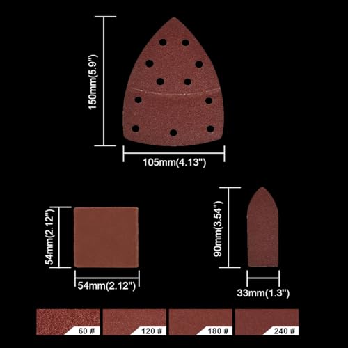 120 PCS Skil Sander Sandpaper 60/120/180/240 Grit with Holes Hook and Loop - style: 120PCS-60/120/180/240
