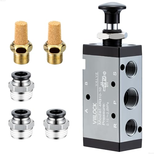 4R310-10 Push Pull Valve 5/2 Way 3/8"NPT Air Valve for Cylinder - size: 3/8"NPT, style: 5 way 2 position
