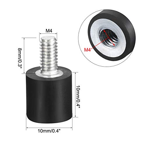 uxcell M4x8mm Male Female Rubber Mounts, Shock Absorber, for Motor Generator Compressor Garage Reverse Osmosis Pump Impact Air Generator Car Bobbins, D10mmxH10mm 4pcs - size: M4*8 D10*H10
