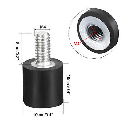 uxcell M4x8mm Male Female Rubber Mounts, Shock Absorber, for Motor Generator Compressor Garage Reverse Osmosis Pump Impact Air Generator Car Bobbins, D10mmxH10mm 4pcs - size: M4*8 D10*H10