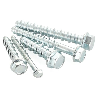 3/8" x 3" Concrete Screws, Zinc Plated Large Diameter Concrete Screw for Anchoring to Masonry, Concrete, Brick or Block, 25 PCS (Including One Socket Wrench) - size: 3/8" x 3"