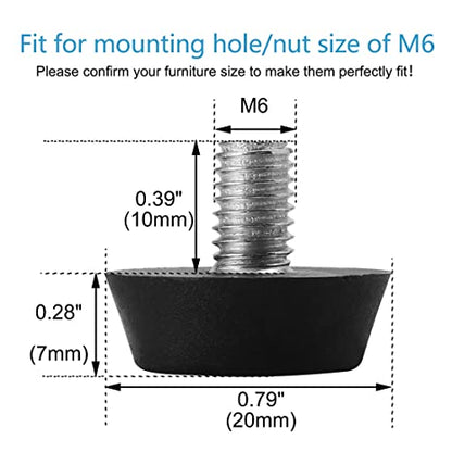 uxcell M6 x 10 x 20mm Furniture Glide Leveling Feet Adjustable Leveler Floor Protector for Chair Sofa Leg 10 Pack