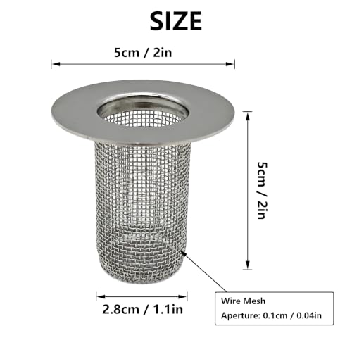 2" Diameter Floor Drain Strainer 2" Tall 304SS Cylinder Filter Basket