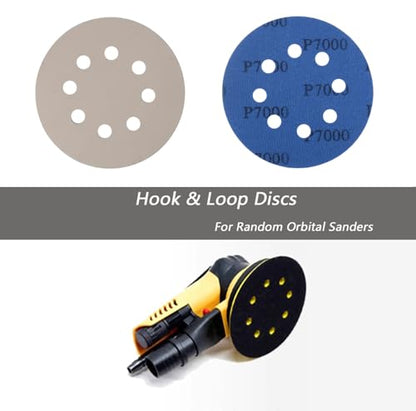 20 Pcs 5 Inch 8 Hole 7000 Grit Wet and Dry Sanding Discs, Round Hook and Loop Disc Sandpaper for Random Orbital Sanders - style: 7000 Grit