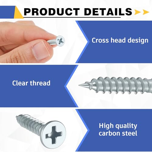 LEIFIDE 500#6 x 1/2'' Flat Head Wood Phillips Screws, Zinc-Plated Iron - color: Zinc-plated Iron, size: #6 x 1/2''