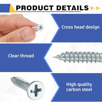LEIFIDE 500#6 x 1/2'' Flat Head Wood Phillips Screws, Zinc-Plated Iron - color: Zinc-plated Iron, size: #6 x 1/2''