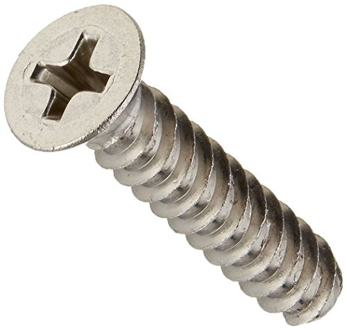 Small Parts 1016LPF188 18-8 Stainless Steel Thread Rolling Screw for Plastic, Passivated Finish, 82 Degree Flat Head, Phillips Drive, #10-14 Thread Size, 1" Length (Pack of 50)