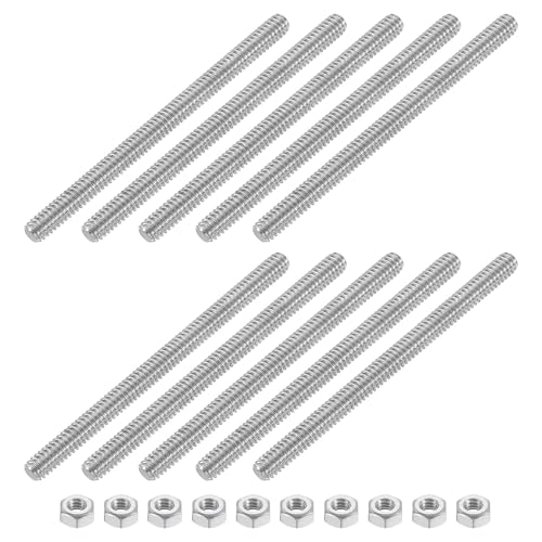 uxcell 1/4"-20 Fully All Threaded Rod, 10 Pcs 304 Stainless Steel Long Threaded Screw 3.5" Length Right Hand Threads for Furniture Mounting Assembly Fastening - size: 3.5"