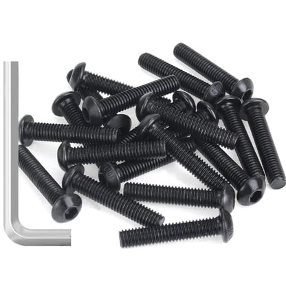 25 Pieces M6 x 30mm Button Head Socket Cap Screws, Thread Pitch 1.0mm, Sutemribor M6 Black Screws, 10.9 Grade Alloy Steel, Black Oxide Finish, Fully Threaded - size: M6 x 30mm, style: Button Head
