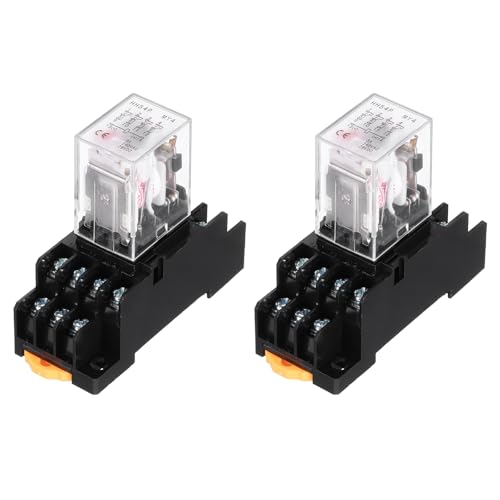 MECCANIXITY 2Pcs AC 110V Electromagnetic Power Relay, 14-Pin 3A Power Coil Relay with LED Indicator and Socket Base DPDT 4NO 4NC - MY4NJ for Industrial, Home Appliances and DIN Rail System - style: 4NO-4NC AC110V