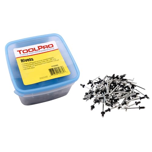 ToolPro 1/8 in. Pop Rivets for Suspended Ceiling Grid - Black Aluminum Blind Rivets for Low-Visibility Ceiling Install (500-Pack) - color: Black