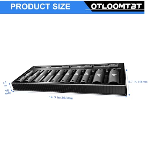 OTLOOMTBT 1/2" Drive Impact Socket Set, Metric Deep with Drill Adapter - size: 1/2 Inch 14 PCS