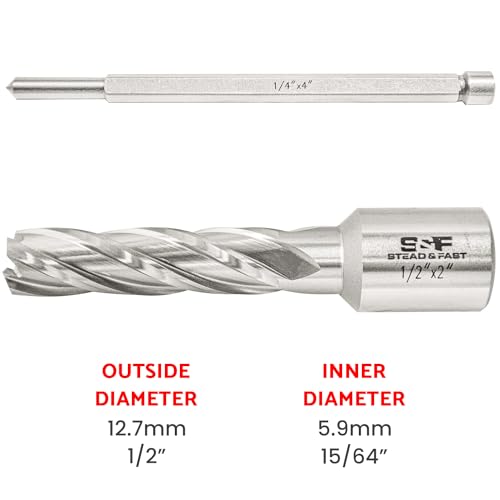 S&F STEAD & FAST Annular Cutter with Pilot Pin 1/2" x 2" DOC, Mag Drill Bit - size: 1/2" x 2"
