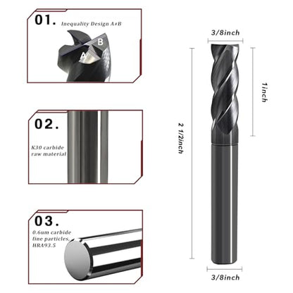 3/8 End Mill-2X Long Time CNC Endmill for Steel & Metal - size: 3/8in (1pc)